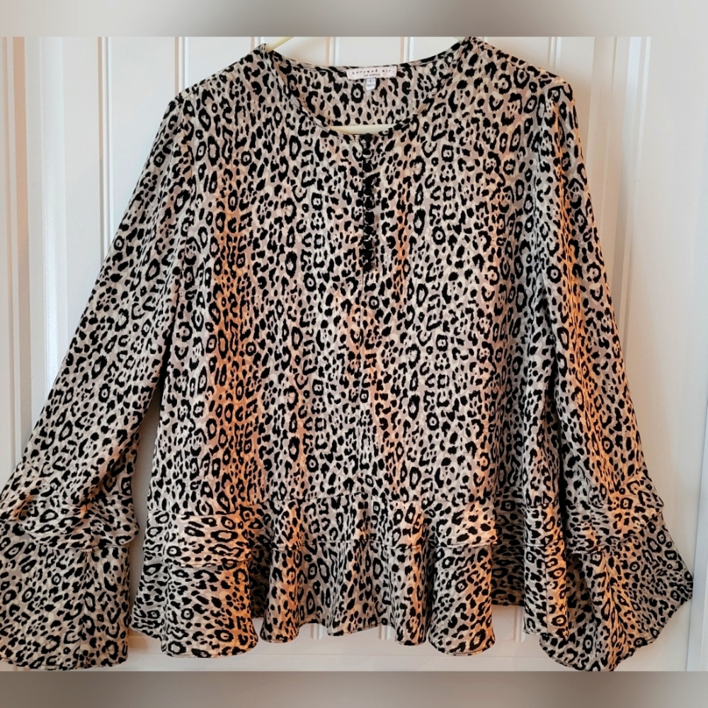 Anthropologie Current Air Leopard Print Women's Top Sz L